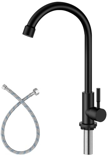Aolemi Cold Water Only Kitchen Sink Faucet Stainless Steel Matte Black