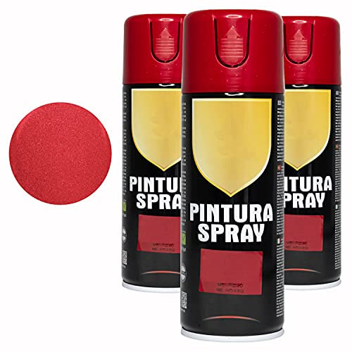 BESCH Pintura Spray 400ml para Metal/Madera/Plástico (Rojo Metalizado, 400 ml (Paquete de 3)