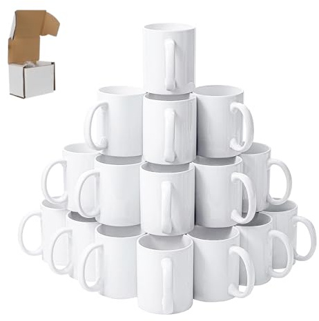 Signzworld Sublimation Mugs 11oz Blank Plain White Large Handle Coffee Mug Cups with Smash Proof Boxes (36)