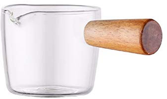 bricco latte Brocca di latte di vetro multifunzionale della crema con la brocca di vetro con manico in legno Brocca di crema e zucchero 50ml / 1.69oz, 100ml / 3.38oz set piatti (Size : 50ml)