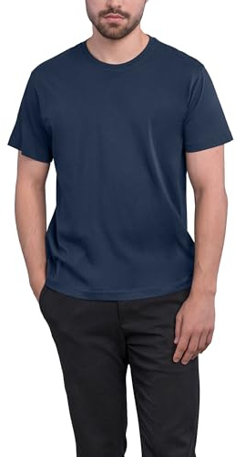 HRM T-Shirt Col Rond Heavy Luxury, Bleu Marine, Taille M I T-Shirt Homme Col Rond Commerce Équitable, 195 g/m² I Durable et 100% Coton Bio