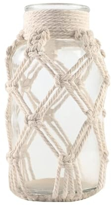 Flower Vases with Cotton Rope Cover Woven Glass Vase Decorative Flower Bottle for Dining Room/Bedroom/Bathroom/Mantel (Cotton)