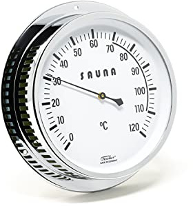Fischer 3066-47 - Sauna-Thermometer – 155 mm Sauna-Bimetall-Thermometer aus verchromtem Messing - Made in Germany