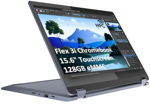 2025 Lenovo IdeaPad Flex 3i Chromebook 15,6 FHD 2-in-1 Touchscreen Laptop (Intel Pentium N6000, 8 GB di RAM, 128 GB eMMC) Business, Casa, Studenti, Webcam, Tastiera numerica, Wi-Fi 6, HDMI, Chrome OS