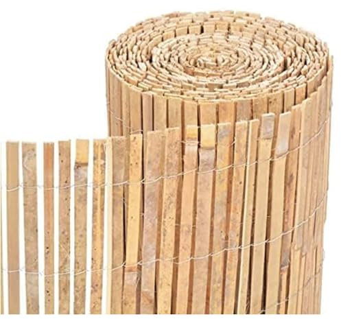 Javco Bamboo Fence Screening – Natural Slatted Roll Fences – Privacy Screening Panel Shield, Extra Thick Fence Covering, for Outdoor Garden Wind/Sun Border Protection