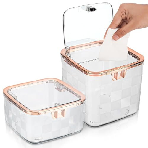 BELLE VOUS 2 Cestini Pattumiera - Mini Cestino da Tavolo - Piccolo Bidone con Coperchio - Spazzatura da Scrivania - per Bagno Ufficio Cucina - Capacità 1,4 L e 2,2 L - Trasparente