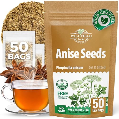 50 Bags Dried Anise Seeds Anaise Seeds Herb Tea (Pimpinella Anisum) - 50 Count 1,5 g Bags Anise Seed Herbal Tea Semilass De Anis