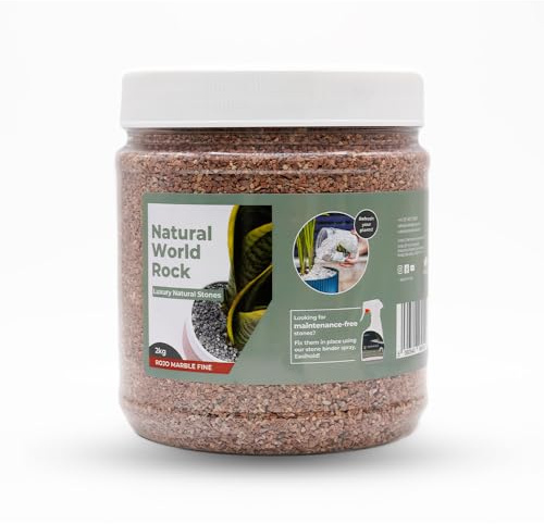 Natural World Rock Plant Topper Stones - Beautiful Natural Stones | 2kg | 1-2mm Diameter | Home & Garden Plant Pots and Decorations (Rojo Fine)