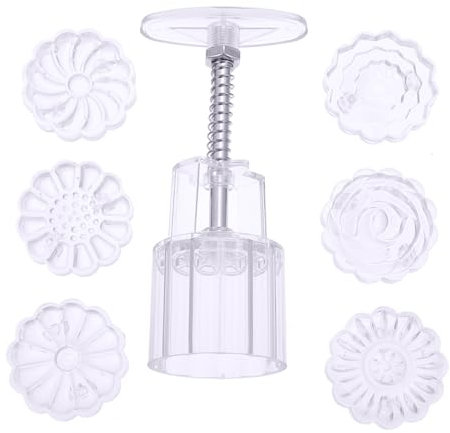 MAGICLULU Moon Cake Molds and Pastries Molds Set, 3D Rose Pattern Mooncake Press Mould with 6 Floral Plates, DIY Baking Moulds for Household Kitchen Baking Tools, 2 Sets