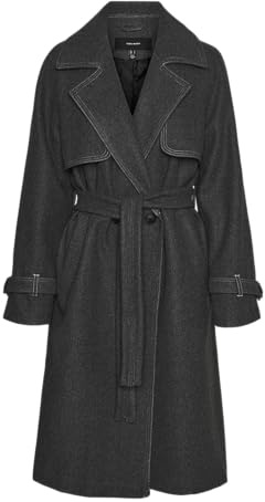 VERO MODA Vmpopmiley-Cappotto Lungo, Grigio Scuro mélange, M Donna