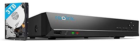 Reolink 4K PoE NVR 16 Canaux Caméra de Sécurité à Domicile Enregistrement de Vidéo avec Disque Dur de 3To Supportez 16MP/12MP/8MP/5MP/4MP 24h x7j Enregistrement, RLN16-410 (Reconditionné)