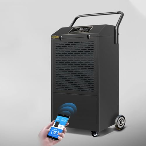 RayGenius Deshumidificador Comercial De 60 Litros/24 Horas, Deshumidificador De Aire Industrial, Secador De Edificios con Arranque AutomáTico, Apagado AutomáTico.,Black
