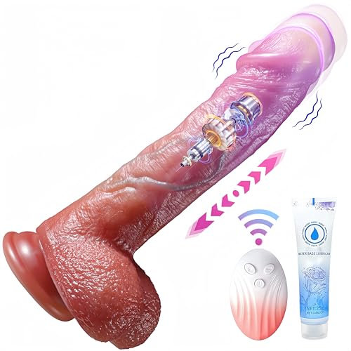 JIYOXB Sex Toys Fallo realistico - vibratoreper donna professionale realistici pene telecomandato senza fili con 9 funzioni di vibrazione e telescopiche e di riscaldamento, grandi dildo per coppie