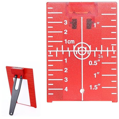 Objetivos Láser, Placa de Objetivo Láser, Placa de Objetivo Láser Magnético, Objetivo Láser Rojo, Placa de Objetivo Láser Para Piso, Tarjeta Laser, para Láser de Nivel Cross Line, Butyeak (Rojo)