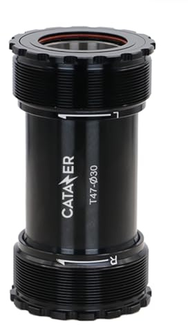 catazer Road Bike T47 Bottom Bracket, 24/29/30mm Crank Spindle Ceramic Bearings Threaded Internal External BB for 68-73mm/86-92mm Frame(Internal,30mm)