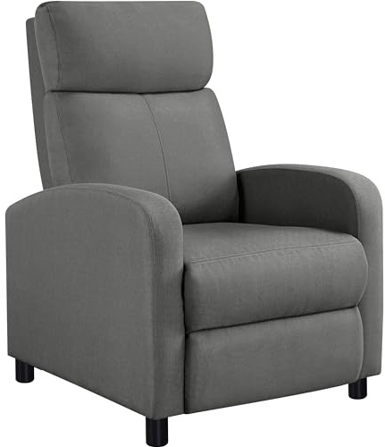 Abician Fauteuil de Relaxation Chaise de Détente Siège de Canapé Fauteuil Bouclette Doux avec Repose Pied/Chambre à Coucher/Home Cinéma/Salon Gris/Tissu