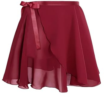 YZDMDM Damen Ballettrock Wickelrock Chiffon Tanz Rock Verstellbare Taille Mädchen Ballett Tanzrock Frauen Gymnastik Röcke Burgunder
