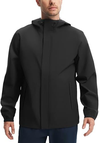 Libin Chaqueta de Lluvia Hombre Impermeable Transpirable Ligera Chaqueta Outdoor con Capucha y 4 Bolsillos para Senderismo Golf Ciclismo Running