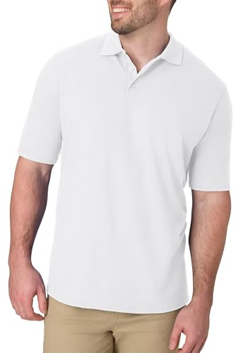 Hanes Mens Pique Short Sleeve Polo Shirt, Three-button Midweight For, White, Large US