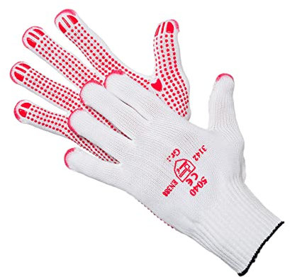 Jah 5040 Baumwolle/Nylon Strickhandschuh 12 Paar Noppen schwer weiß Gr. 7