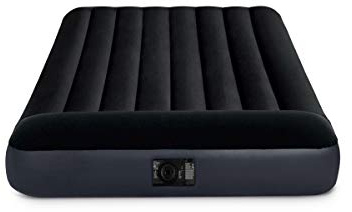 Intex Vuxen Classic med fiberteknik och inbyggd elektrisk pump luftmadrass, blå/svart, en storlek