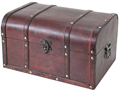 HMF 6406-135 Wooden Treasure Chest | 35 x 25 x 20 cm | Large | Portugal