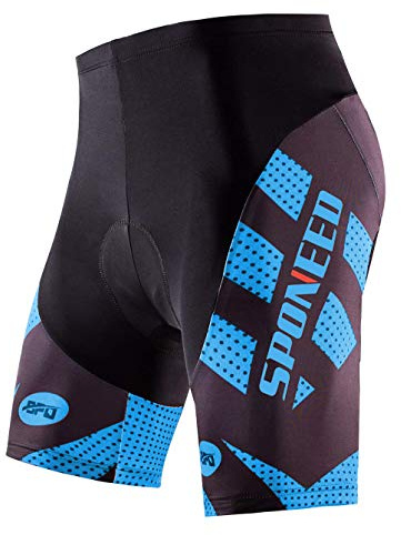 sponeed Cycling Men Shorts,Padded Biking Pants,Cycle Underwear Gel Pad Boy's Tights US 3XL Blue