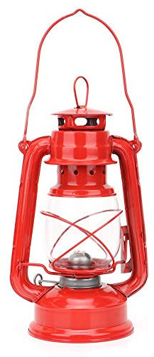 Blizzard Hurricane Oil Lamp Burning Lantern Vintage Kerosene Lamp Iron Glass Lantern Oil Lamp Decoration for Home Outdoor Camping Hallways (Red)