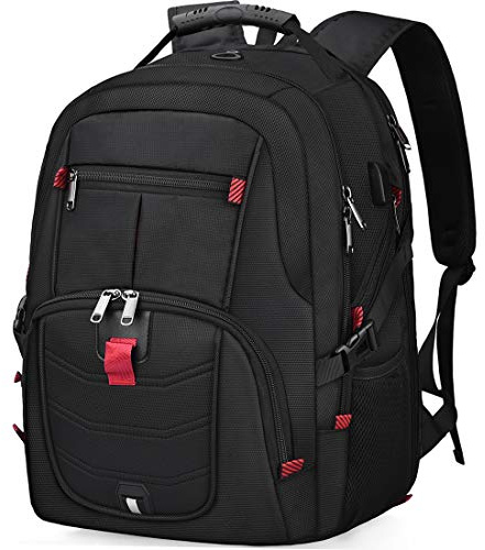 NUBILY Laptop Backpack 17 Inch Waterproof Extra Large TSA Travel Backpack Anti Theft College Business Mens Backpacks with USB Charging Port 17.3 Gaming Computer Backpack for Women Men Black 45L