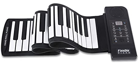 Roll Up Piano, tragbares 61 Tasten elektronisches weiches Silikon Flexibles Klavier Elektronische digitale Musik Tastatur Klavier für Kinder Erwachsene Home Entertainment Musikpraxis
