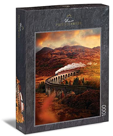 Ulmer Puzzleschmiede - Glenfinnan Viaduct Jigsaw Puzzle - Scottish 1000 Piece Scotland Jigsaw Puzzle - The Railway Viaduct in the Scottish Highlands - Famous Movie Motif