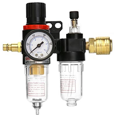 QWORK® 1/4 Druckluft Druckminderer Wasserabscheider mit Manometer für Druckluftkompressor und Luftwerkzeuge