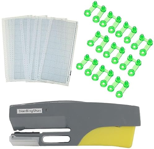 1 machine à tricoter 18 & 12/24 et 10 cartes vierges 24 points et 10 pièces en plastique jaune pour machine à tricoter Brother Silver Reed Singer
