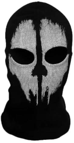 Applysu COD - Máscara de fantasma, pasamontañas de calavera, disfraz de esqueleto MW2, máscara de esquí de cabeza completa, máscara de punto resistente al viento, calentadores para bicicleta, patineta