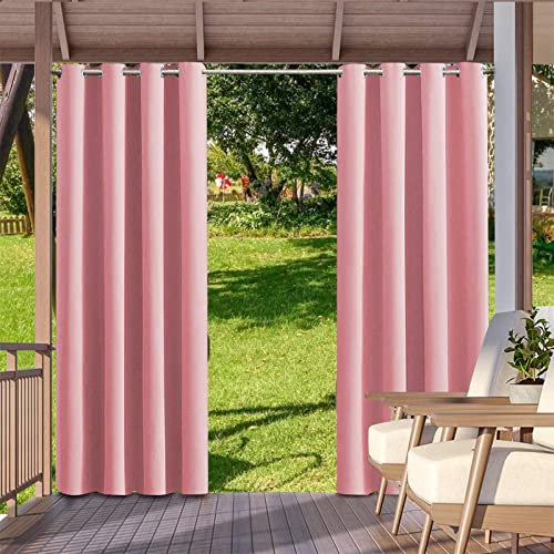 DEZYPZAM Vattentäta utomhusgardiner, 2 paneler utomhusgardiner för trädgård, uteplats, lusthus, värmeisolerad pergola, vindtät, mörkläggning, värmeisolerade utomhusgardiner (rosa, 213 x 213 cm)