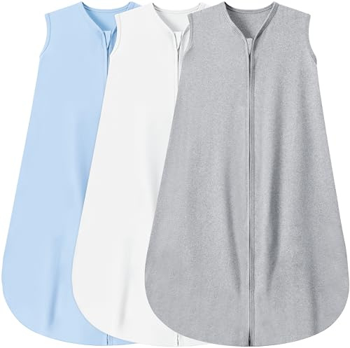 BSTOPPT 3 Pack Baby Sleep Sack 18-24 Months 100% Rayon Cotton Baby Sleeping Bag 2-Way Zipper Toddler Wearable Blankets Comfy Stretchy Thin Sleep Sacks TOG 0.3