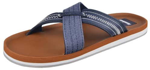 Harssidanzar Summer Cross Slide Sandals Comfort Lightweight Arch Support Slides Sandals For Mens KM234UK,Navy,Size 8.5