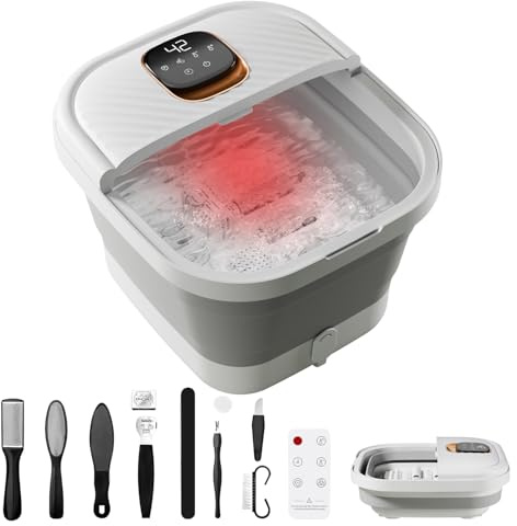 Collapsible Foot Spa with Heat, Touchscreen, Foldable Foot Bath Massager with Temperature Control, Foot Massage Rollers, Pedicure Foot Spa for Home, Office, Relaxation, Valentines Gift for Men & Women