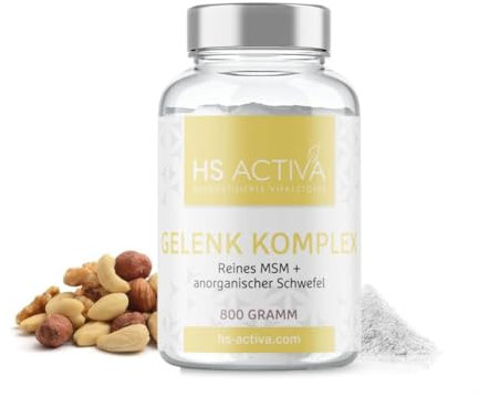 HS Activa Gelenk Komplex MSM Pulver 800g – Reines Methylsulfonylmethan & anorganischer Schwefel – Für mehr Beweglichkeit und ein aktives Leben – Ohne Zusätze & Vegan – Made in Germany