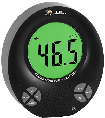 Decibelímetro PCE-TSM 5 con semáforo de ruido integrado/Pantalla con fondo de 3 colores/Salida audio/Mando a distancia/Alarma visual y sonora/PCE Instruments