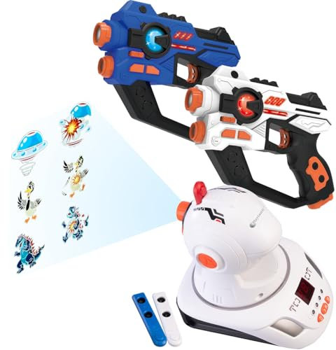 Playtastic Lasertag Spielzeug: Lasertag-Set mit 2 Pistolen und Ziel-Projektor, Licht- & Ton-Effekte (Spielset, Spielzeugpistole, Geburtstag)