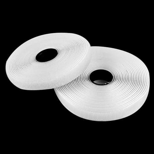 Klettband zum Nähen Set, 16mm × 5m Wiederverwendbar Klettverschluss zum Nähen, Extra Starke Flausch&Hakenband für Kleidung, Heimtextilien, Klettband zum Aufnähen aus Nylon-Polyester (Weiß)