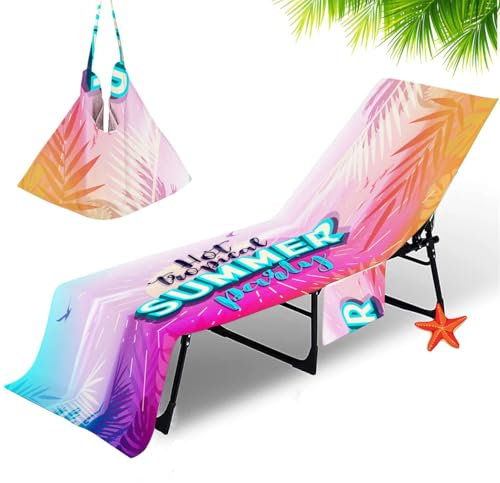 Portatile Spiaggia Piscina Copri Lettini Prendisole Con 2 Tasche Estate Graffiti Stampa Vacanza Terrazza Poltrona da Salotto Asciugamano da Spiaggia Coperture per Sedie (Viola)