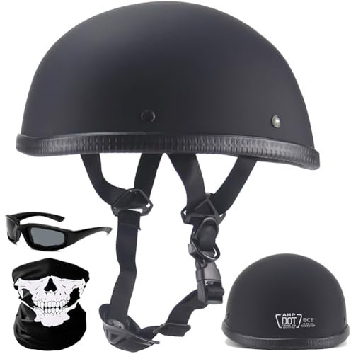 Halbschalenhelm Mit ECE Retro Jethelm Mit Sonnenbrille Motorrad Halbhelme Motorrad Helm Brain Cap Halbschale Chopper Helm Offenem Helm Vintage Roller Helm Scooter-Helm Für Cruiser,A,M 57~58CM