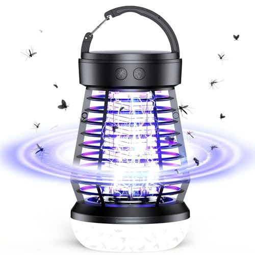 Lampe Anti Moustique, Lampe Anti Mouche 2000V UV Tueur d'Insectes, Électrique Étanche Anti Insectes Répulsif pour Intérieur Extérieur Jardin Terrasse Camping (avec éclairage LED)