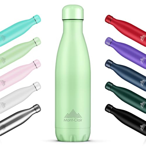 Mont-Clair l'O Borraccia Termica 500ML in Acciaio Inox, Borracce Termiche - 12h di Bevanda Calda e 24h di Bevanda Fredda - Senza BPA, Bottiglia Acqua, Borraccia 500ML Verde chiaro