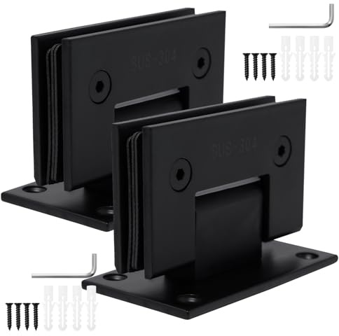 Pilikoll 2 Piezas Bisagras de Puerta de Vidrio de 90 Grados Abrazadera de Vidrio Puertas 8-12 mm Negro Soporte para Estante de Cristal 90 Grados Herrajes de puerta para Puerta de Vitrina