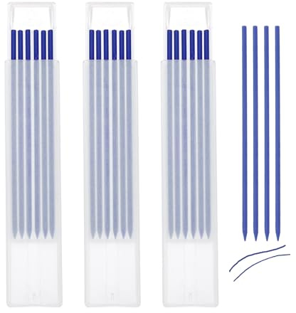 QUARKZMAN 18pcs Mines de Crayon de Charpentier, Mines de 2,8 mm pour Trous Profonds, Mines de Construction, Remplacement pour Crayon de Charpentier (Bleu)