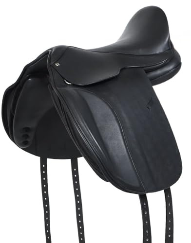 A&M Reitsport Baumloser VSD Sattel 1148 aus Leder, mit Klettkissen wechselbares Kopfeisen, Größe:16.5 Zoll