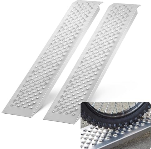 JRUKM 2 rampas de carga para coche, 160 cm, de acero galvanizado, rampa de carga para remolques, rampa de carga antideslizante, máx. 400 kg, riel de carga para motocicletas, coches y remolques